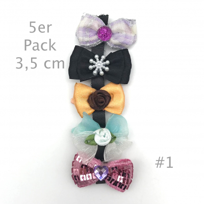 Hunde Schleifenspange mit Applikation 3,5 cm - Lagerräumung - 5er Pack