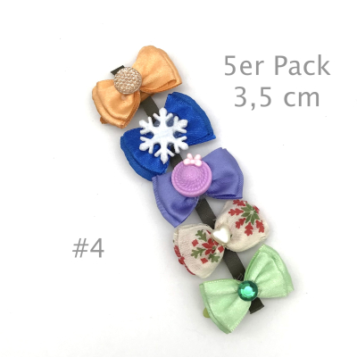 Hunde Schleifenspange mit Applikation 3,5 cm - Lagerräumung - 5er Pack