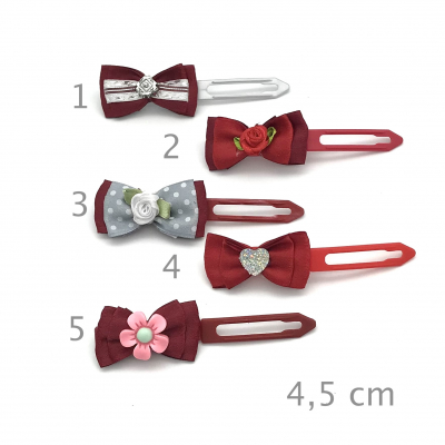 Dog bow clip with application 4,5 cm - dark red - single