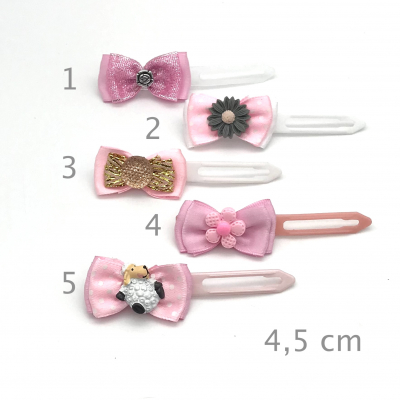 Hunde Schleifenspange mit Applikation 4,5 cm - rosa- einzeln