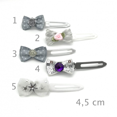Dog bow clip with application 4,5 cm -  silver - single