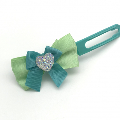 Dog bow clip with application 4,5 cm - light green