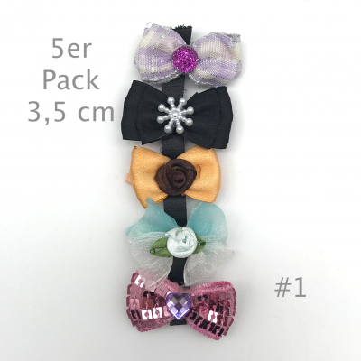 Hunde Schleifenspange mit Applikation 3,5 cm - Lagerräumung - 5er Pack