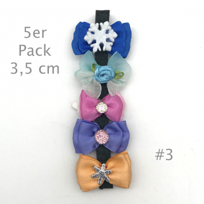 Hunde Schleifenspange mit Applikation 3,5 cm - Lagerräumung - 5er Pack