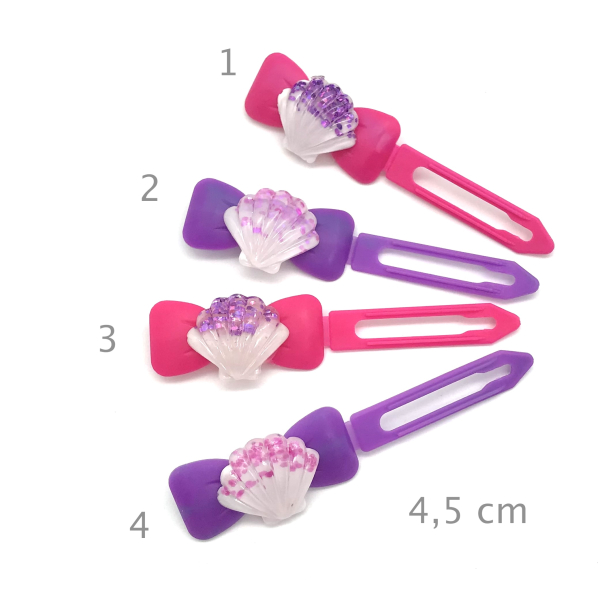 Hunde Haarspange mit Applikation 4,5 cm - Glitzer-Muschel