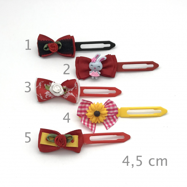 Dog bow clip with application 4,5 cm - light red - single