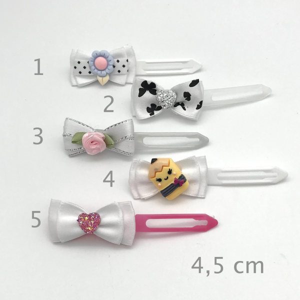 Dog bow clip with application 4,5 cm - white - single