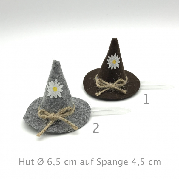 Hunde Haarspange mit Applikation 4,5 cm - Tiroler Hut