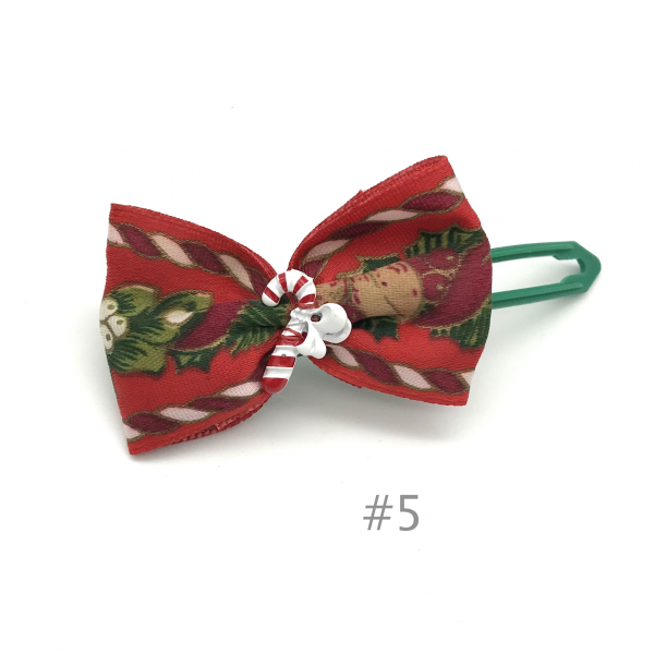 Hunde Schleifenspange mit Applikation 6,5/4,5 cm - Christmas Vol. 2