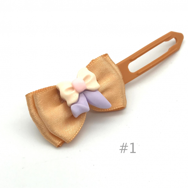 Dog bow clip with application 4,5 cm -  apricot