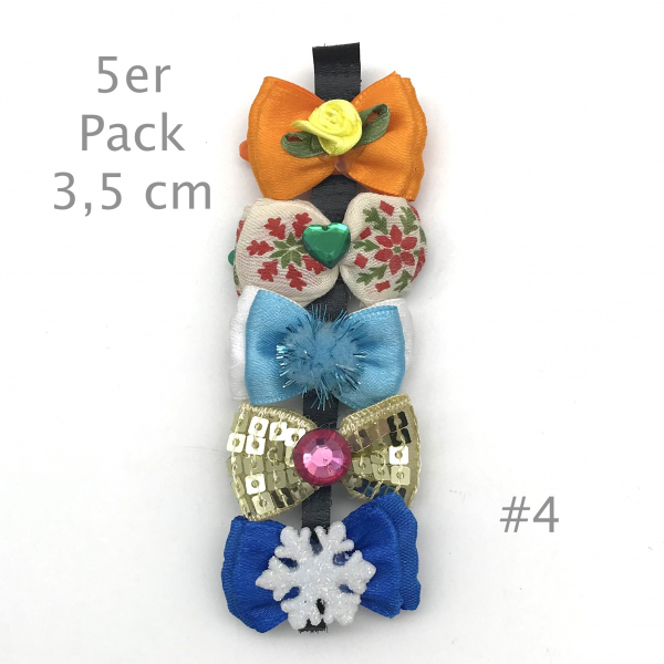 Hunde Schleifenspange mit Applikation 3,5 cm - Lagerräumung - 5er Pack